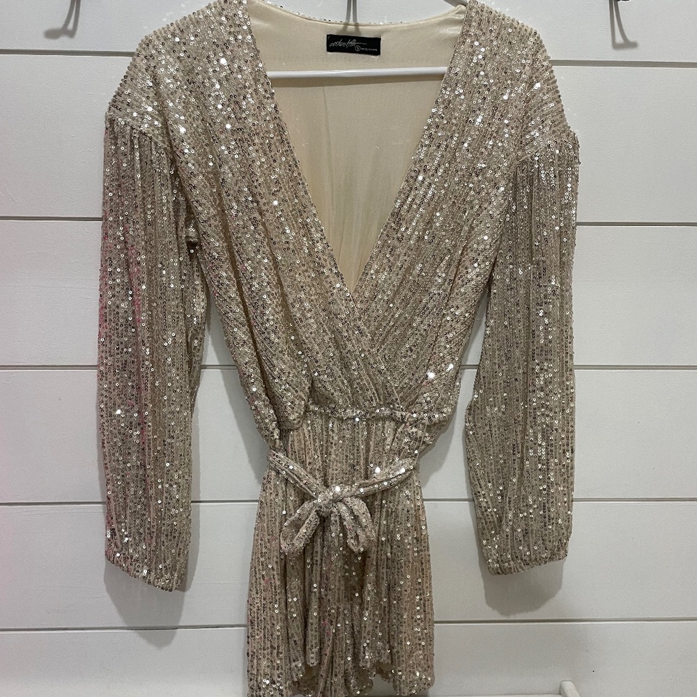Champagne sequin romper- from Vici